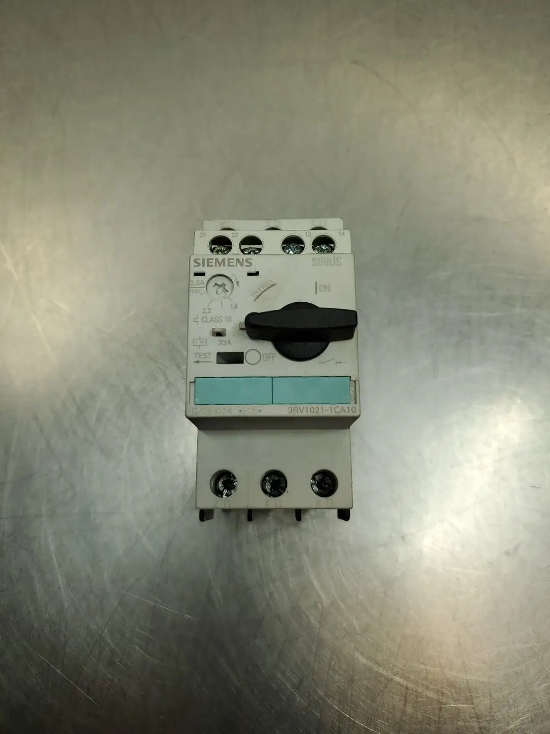 Used Siemens 3RV1021-1CA10 SIRIUS Manual Motor Starter, 2.5A. Starters South Carolina US | Palmetto Automation #1158913