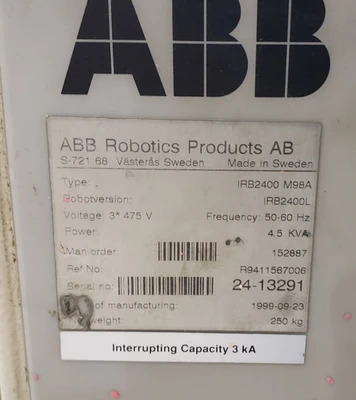 ABB IRB2400-M98A Robot Manipulator Arm w/ Controller and Teach P
