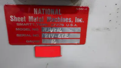 Used NATIONAL U4816 Box & Pan Brakes including Finger Minnesota US | Orca Machine Tools, Inc. #1262830