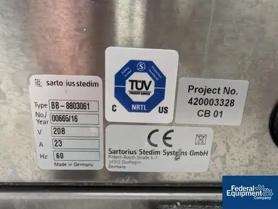 USED Sartorius 200 Liter Sartorious Single Use Bioreactor, Model STR 200 DW