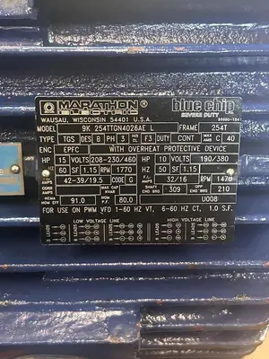 Used MARATHON ELECTRIC 9K254TTGN4026AEL Industrial Controls Ohio US | Surplus Asset Holdings #1364336