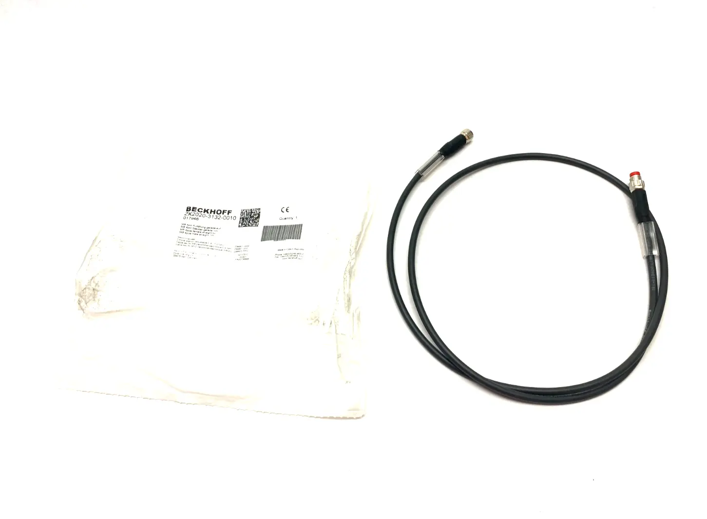 USED BECKHOFF DOUBLE ENDED POWER CABLE 1M M8 4-PIN