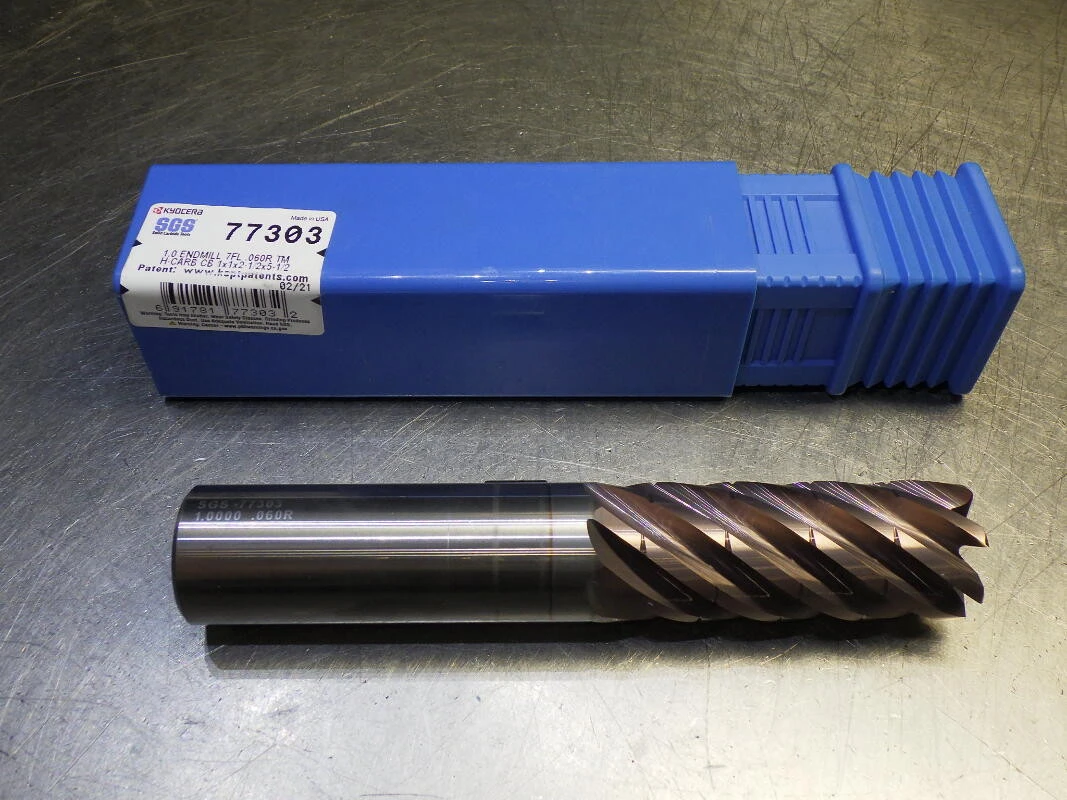 Kyocera / SGS 1" 7 Flute Carbide Cr Endmill 1" Shank .06 R 77303 (LOC2939A)