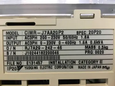 USED YASKAWA CIMR-J7AA20P2