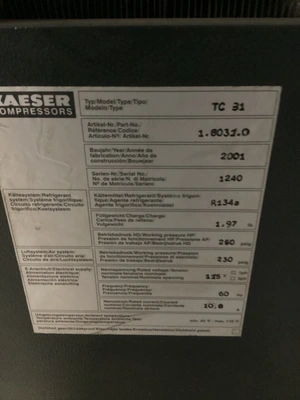 Used 2001 KAESER TC 31 Refrigerated Air Compressor Dryers Michigan US | iGAM Industrial Marketplace #1403752