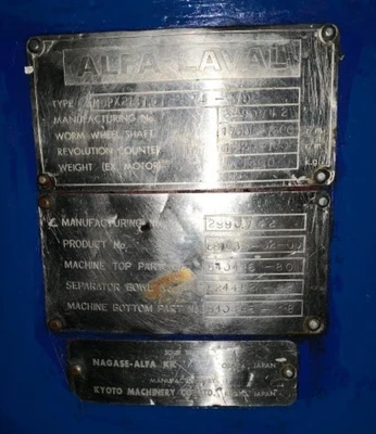 Alfa-Laval MOPX 213 TGT-24-50 oil purifier, 316SS.