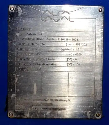 Alfa-Laval ALDEC 404 decanter centrifuge, 316SS.