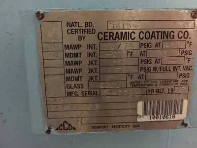 500 gal ceramic coatings glass lined tank