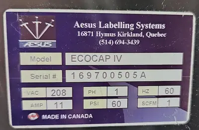 USED 2005 AESUS LABELLING SYSTEMS ECOCAP IV