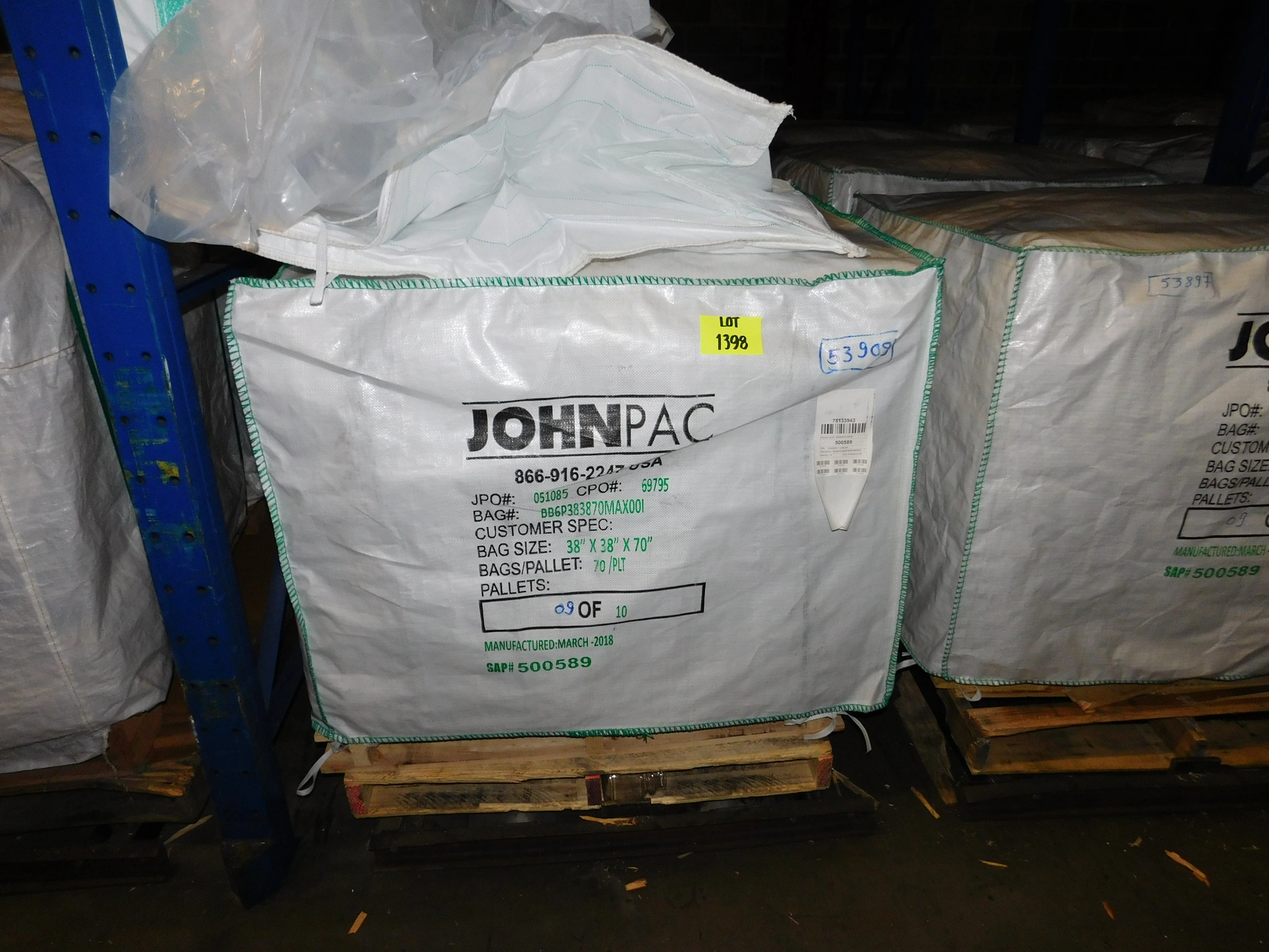 John Pac 38x38x70 Food Grade Supersacks *Lot of 70*