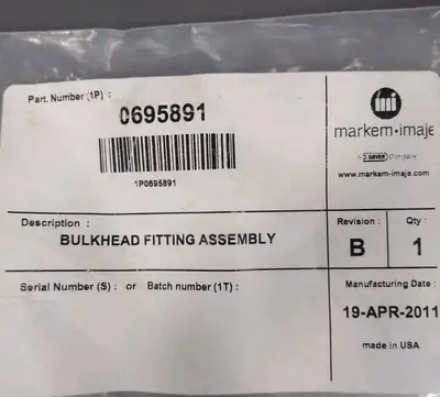 Marken Imaje 0695891 Bulkhead Fitting Assembly Loc5E8
