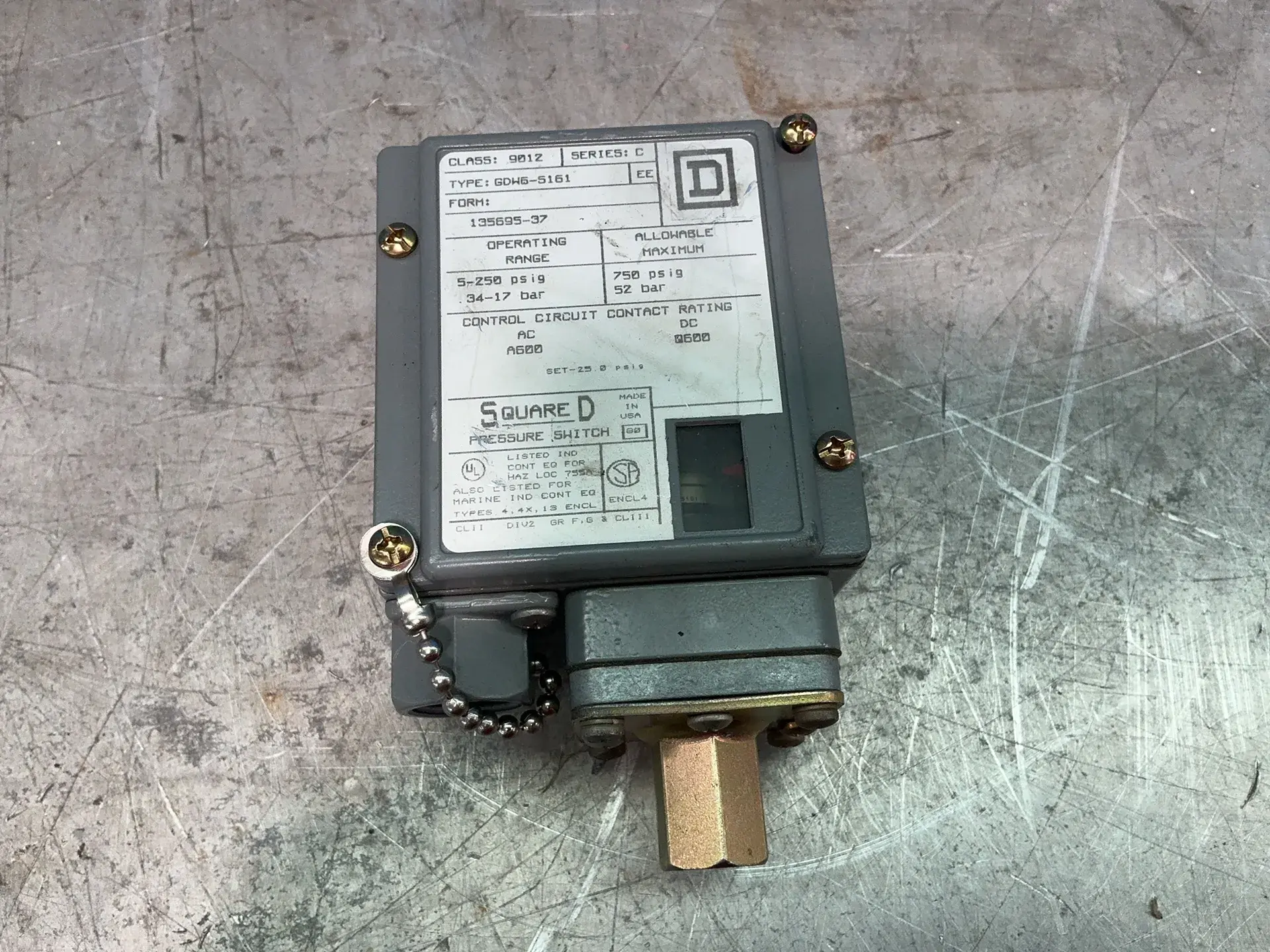 Used SQUARE D GDW55161 Pressure Switches Ohio US | HGR 24 #1358547