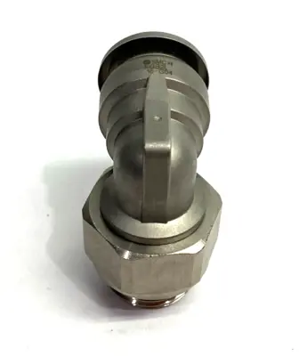 USED SMC METAL MALE ELBOW FITTING, SWIVEL, ONE-TOUCH, 16MM OD TUBE