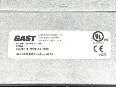 Used Gast Compressor Vacuum Pump 115V 60psi 4.2A 60Hz Vacuum Pumps Michigan US | Maverick Industrial Sales #1393263