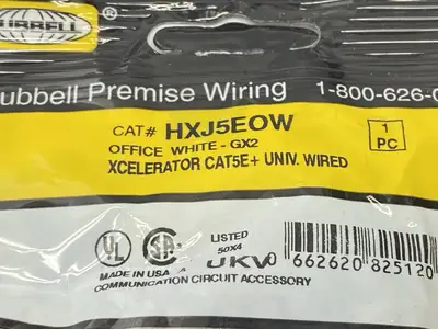 New | in-Stock Hubbell Xcelerator USOC Wired 6-Position CAT5E White LOT OF 2 Misc Electrical & Power Parts Michigan US | Maverick Industrial Sales #1402248