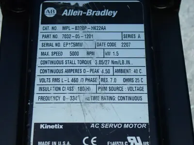 USED ALLENBRADLEY MPLB320PHK22AA