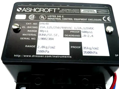 NEW ASHCROFT B464B PRESSURE SWITCH 15AMP 480VAC 30P.S.I