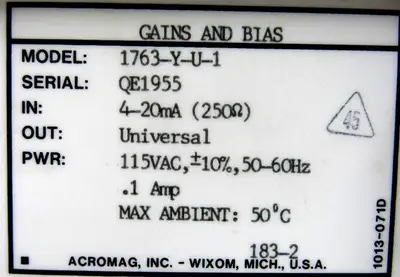 USED ACROMAG 1763-Y-U-1 GAIN AND BIAS 1763YU1