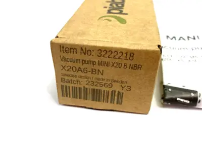 USED PIAB VACUUM PUMP MINI X20 CONN. B NBR SEALINGS, X20A6-BN