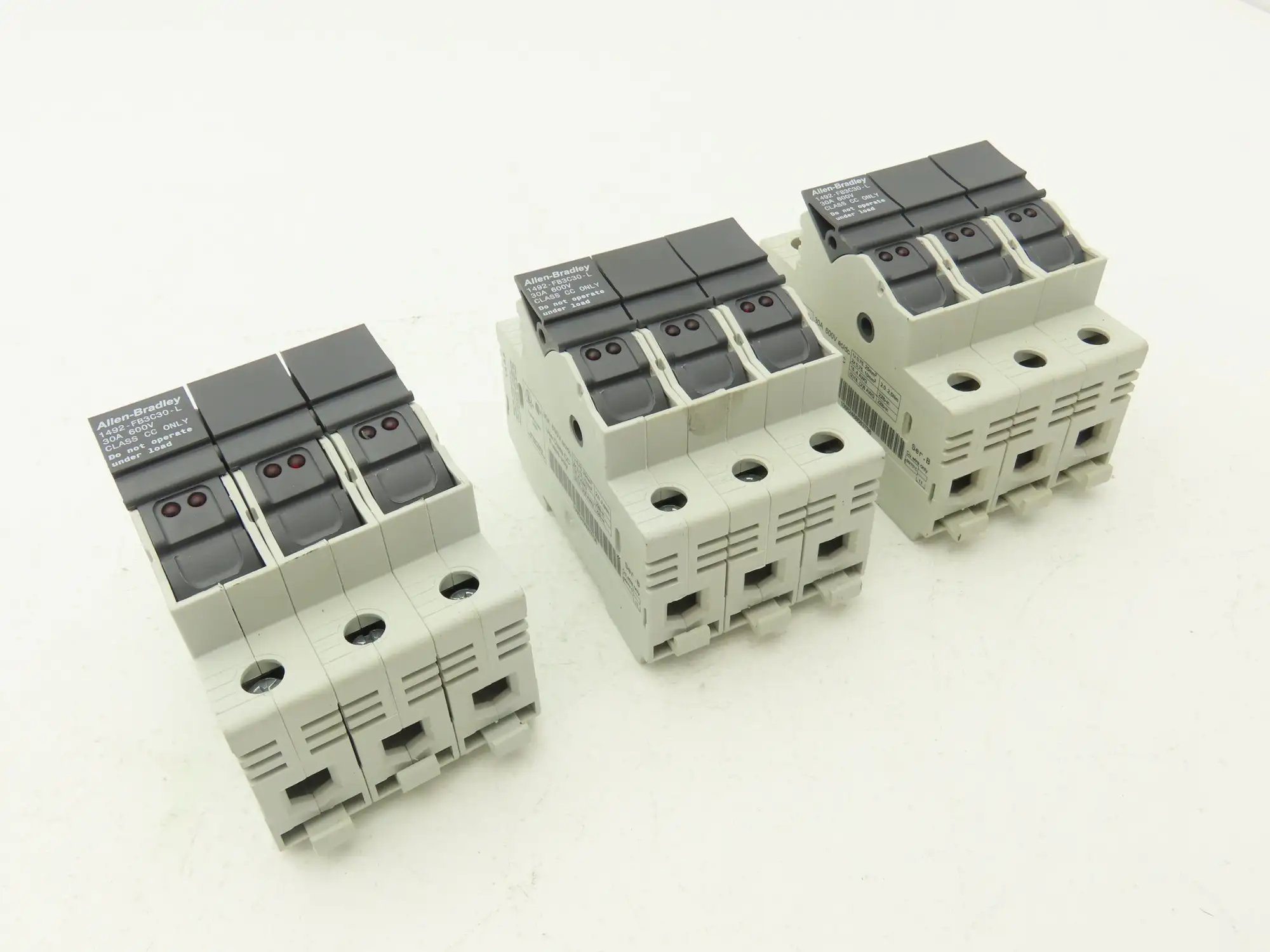 Allen Bradley 1492-FB3C30-L Fuse Holder 30 Amp 3 Pole 600V Indicator Lot of 3