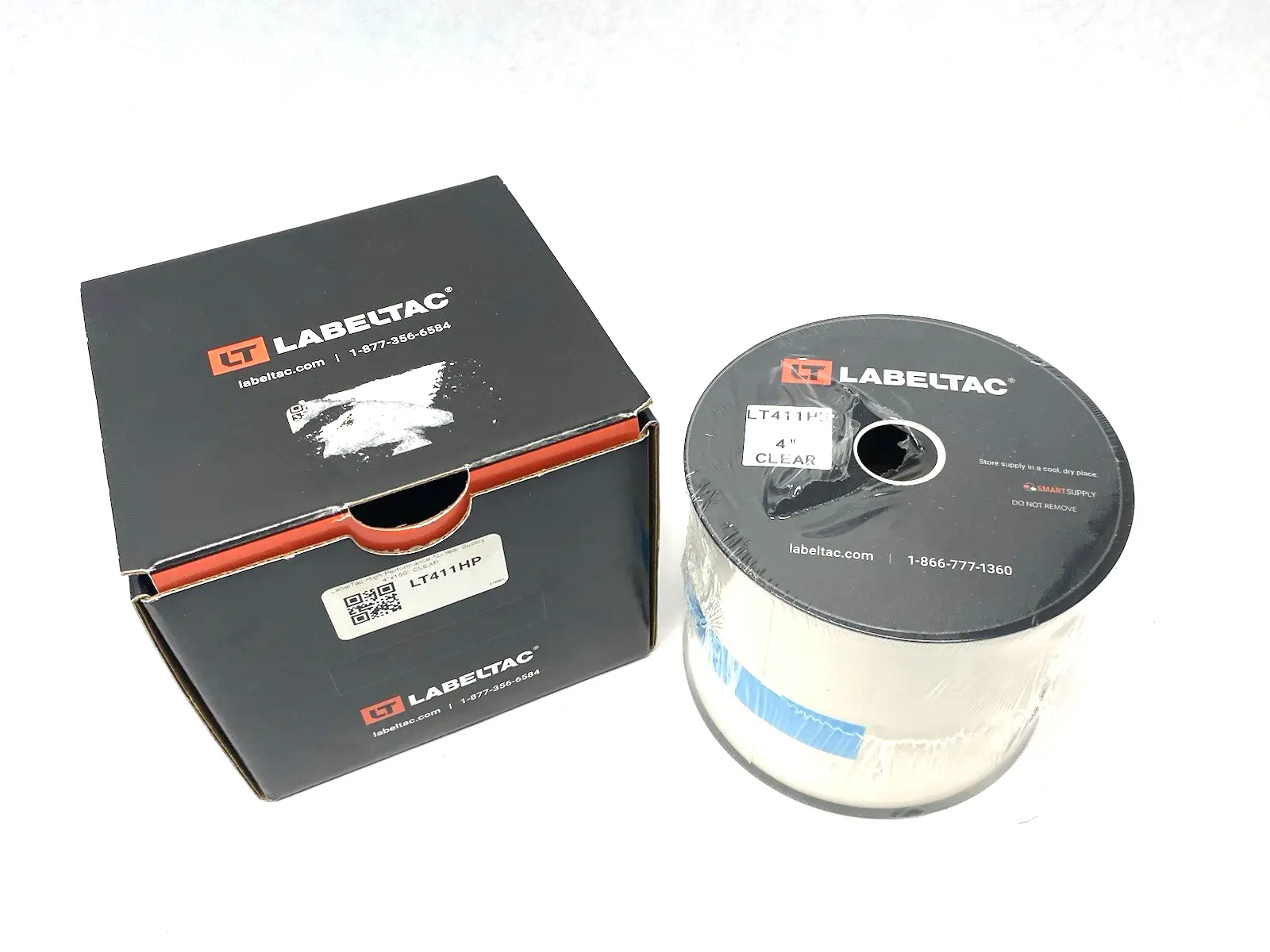 USED LABELTAC PRO MODEL HIGH PERF. 10 YEAR VINYL LABEL CLEAR 4" X 150'/ROLL