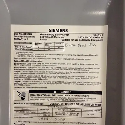 USED SIEMENS GF322N VBII