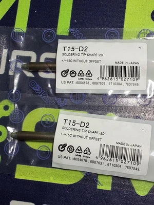 HAKKO T15-D2 SOLDERING TIP; CHISEL 2.0 x 5mm - LOT OF 2 - BRAND NEW