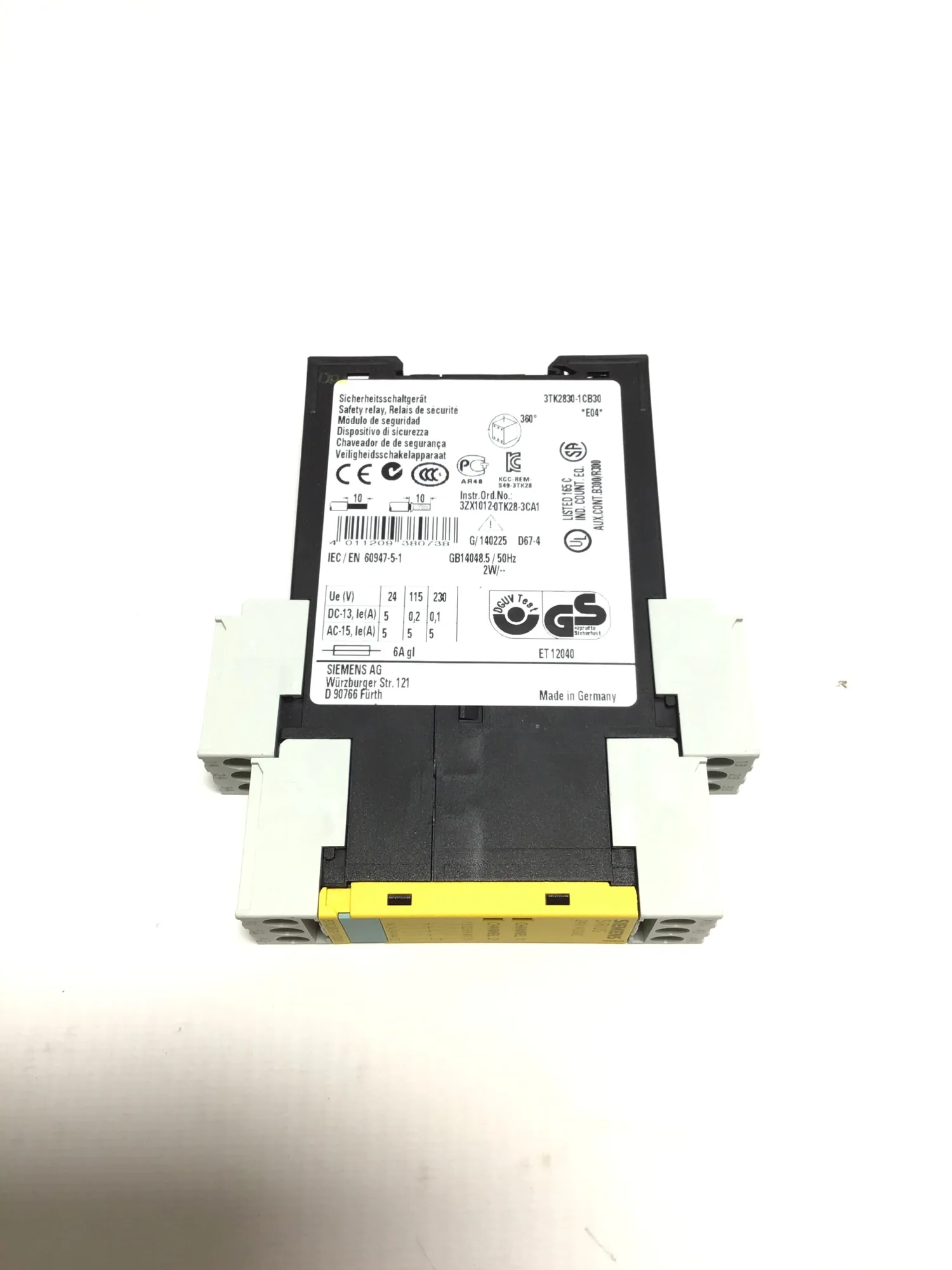 Siemens 3TK2830-1CB30 Safety Relay With Relay Release Mech Expansion 4NO 24V