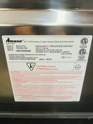 Amana RCS10TS 1000w Commercial Microwave w/ Touch Pad, 120v Refurbished