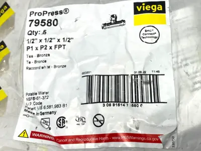New | in-Stock Viega ProPress Tee, Bronze Press Conn. x FPT 1/2 x 1/2 x 1/2" PACK OF 5 Plumbing Equipment Michigan US | Maverick Industrial Sales #1483254