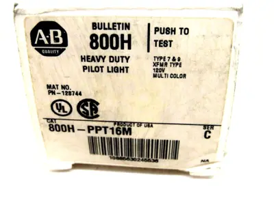 NEW ALLEN BRADLEY 800H-PPT16M PILOT LIGHT SERIES C 800HPPT16M