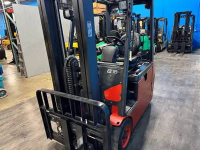 Used 2019 LINDE E18 3-Wheel Stand up Electric Counterbalance Forklifts Minnesota US | Birnstengel Equipment #1550223