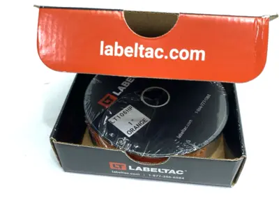 USED LABELTAC PRO MODEL HIGH PERF. 10 YEAR VINYL LABEL 1" X 150' ROLL ORANGE