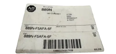 ALLEN BRADLEY 889N-F5AFA-6F QD CORDSET SER.B 889NF5AFA6F NEW, SURPLUS