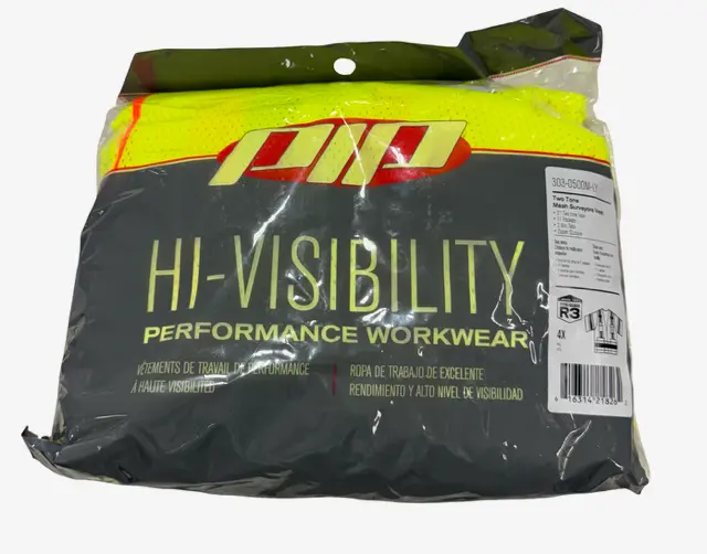 PIP RAM Hi-Vis Two Tone R3 Mesh Surveyors Vest, 11 Pockets, 2 Mic Tabs, Zipper Closure 4XL