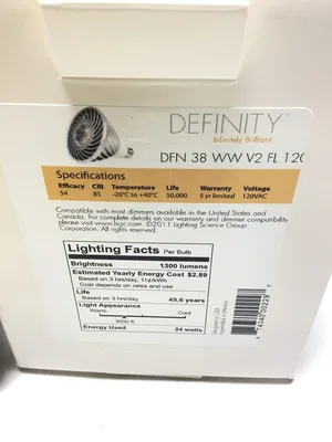 LightingScience Definity DFN38WWFL120, R3810019-005 Sea Gull LED Light Bulb