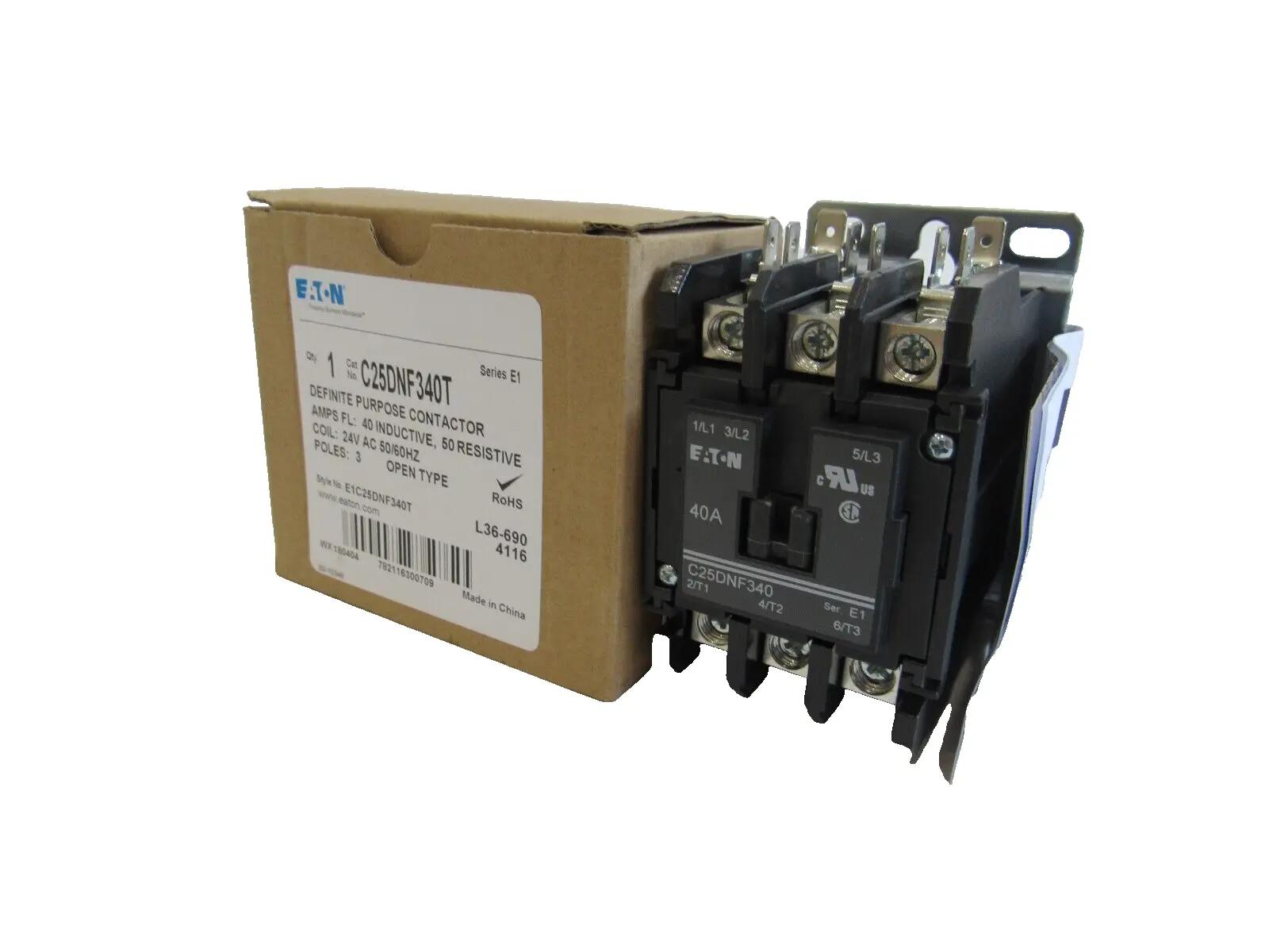 NEW EATON C25DNF340T DEFINITE PURPOSE CONTACTOR 3 POLES SERIES E1