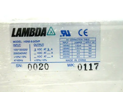 NEW LAMBDA HSN5-9.0 / OVP POWER SUPPLY HSN590OVP