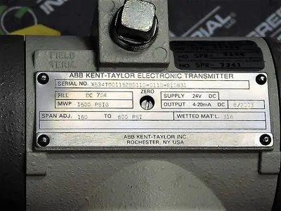 ABB Kent-Taylor Electronic Transmitter MWP 1500 PSIG  Span Adj.150-600 psi Used