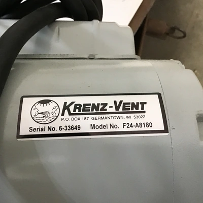 Krenz-Vent F24-A8180 Transformer Cooling Fan 1750 RPM 1/2 HP 60 Hz 208-330 V