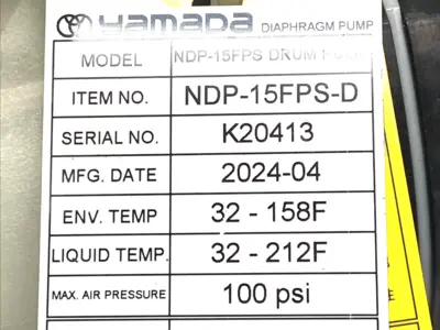 Used Yamada Diaphragm Pump Polypropylene Santoprene 1/2" AODD 13.5 GPM Diaphragm Pumps Michigan US | Maverick Industrial Sales #1395286