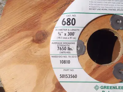 USED GREENLEE ROPE 3/4" X 300' POLYPROPYLENE