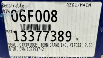 NEW JOHN CRANE 13377389 SEAL CARTRIDGE 2.5" K17033 1033937-2