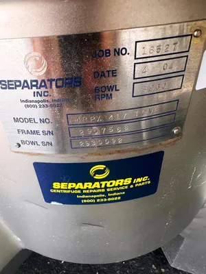 (2) Alfa-Laval MRPX 417 TGV-74C warm milk separators, 316SS.