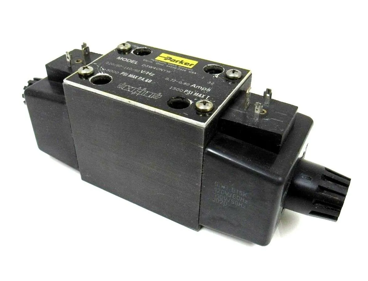 USED PARKER D3W4CNYW SOLENOID VALVE 5000PSI 120/60HZ 110/50HZ