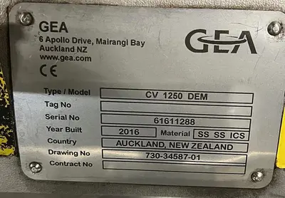 USED GEA CV 1250 DEM