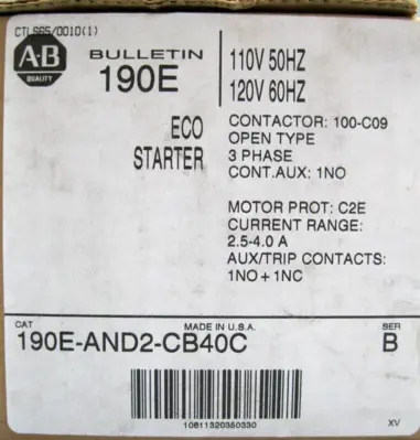 NEW Allen-Bradley 190E-AND2-CB40C