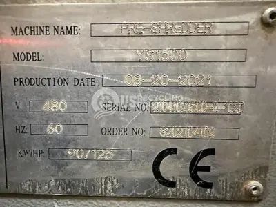 USED 2021 GENOX YS-1500 SHREDDER & OBR12065 CONVEYOR