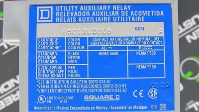 Square D 8501XUDO08V67 DC Utility Control Relay Ser. A 250VDC Coil 12 Poles Used