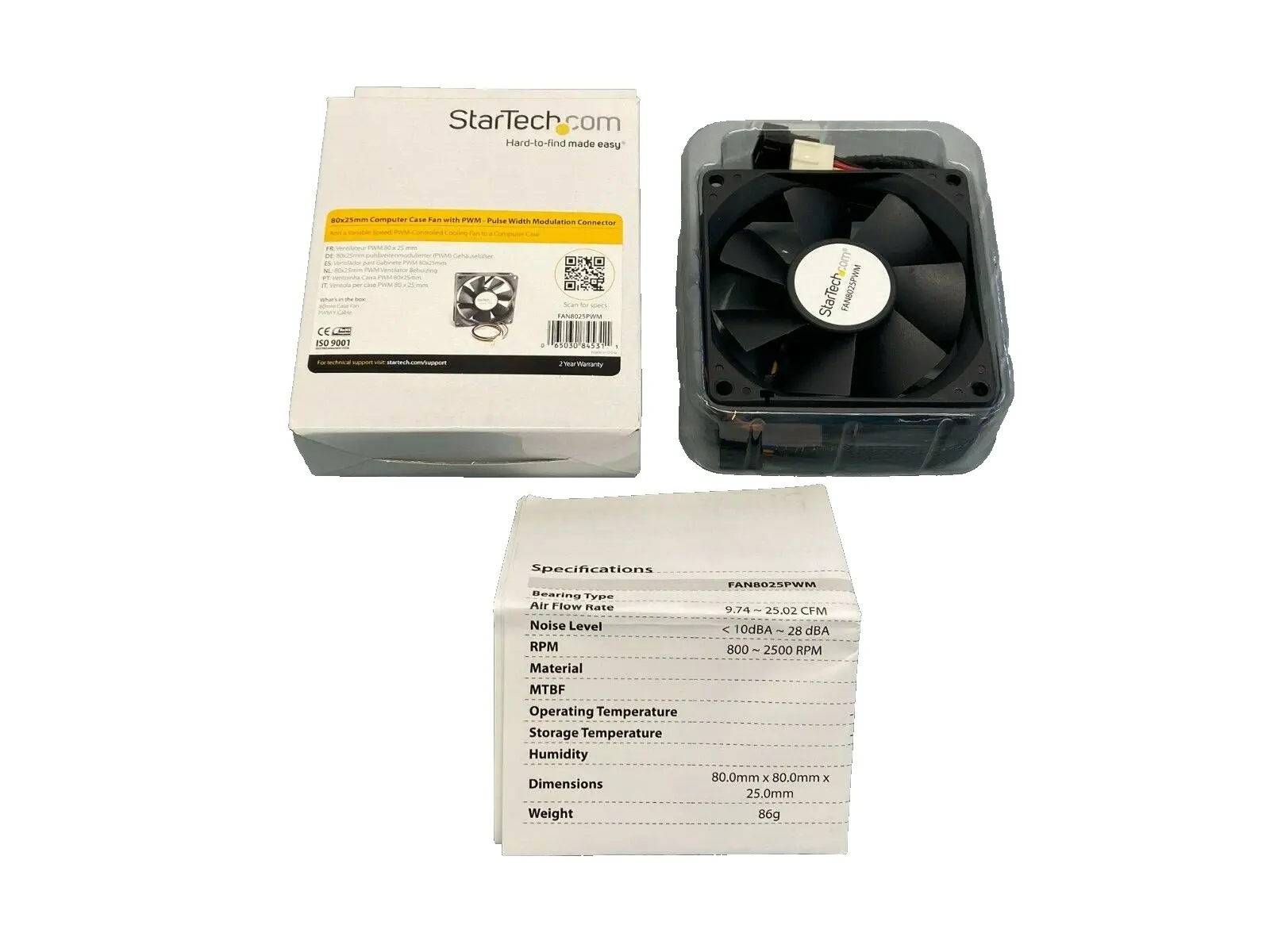 FAN8025PWM | StarTech  80x25mm Computer Case Fan w/ PWM - New